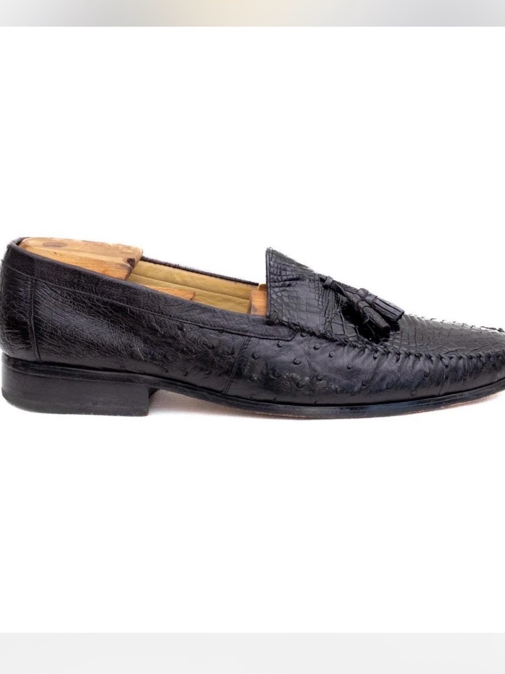 Genuine Alligator Black Tassel Loafers Handmade